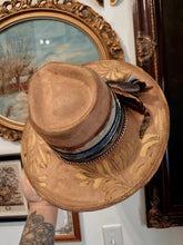 Tan with gold and brass metal work with genuine stone (size L)