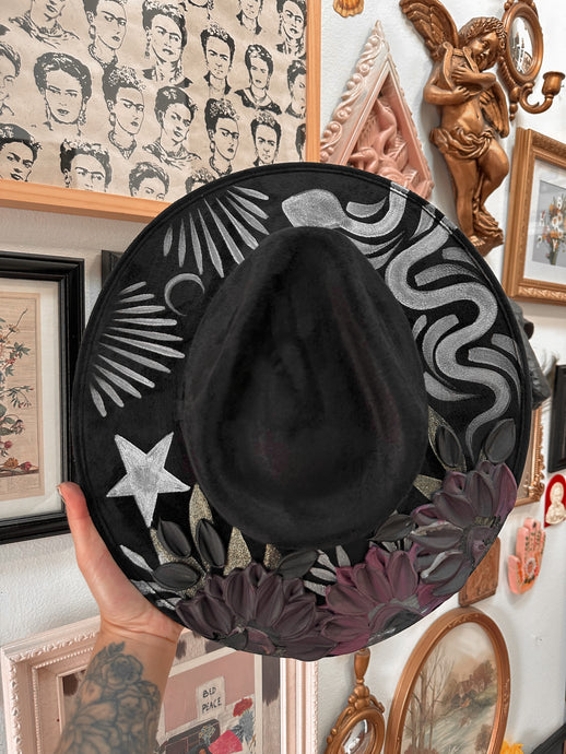 Silver color shifting witchy hat size large
