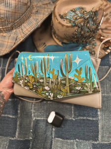 Desert Skies hand painted unique vintage shape purse