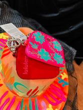 NWT LULULEMON red and hot pink card/coin pouch and keychain cherry blossoms