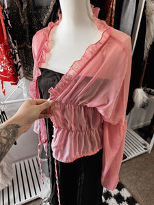 Pink Flowy Whimsigoth layering top size L