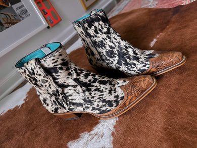 Genuine Hide and leather cowgirl booties size 8