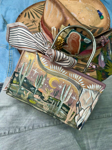 One of one: crossbody hand bag with original painting