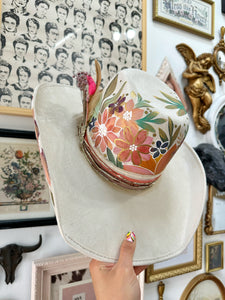 Ivory soft florals outlaw cowgirl hat