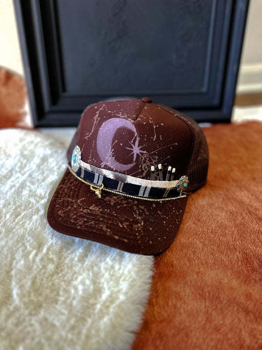 ONE OF ONE: Brown decorated trucker hat