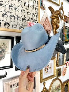 Light denim blue Cowgirl Longhorn skull hat