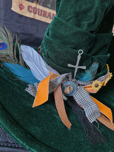 Emerald Green Cowgirl Witch Hat (plus free mini witch hat)