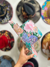 Clear hand painted pastel floral cowgirl hat