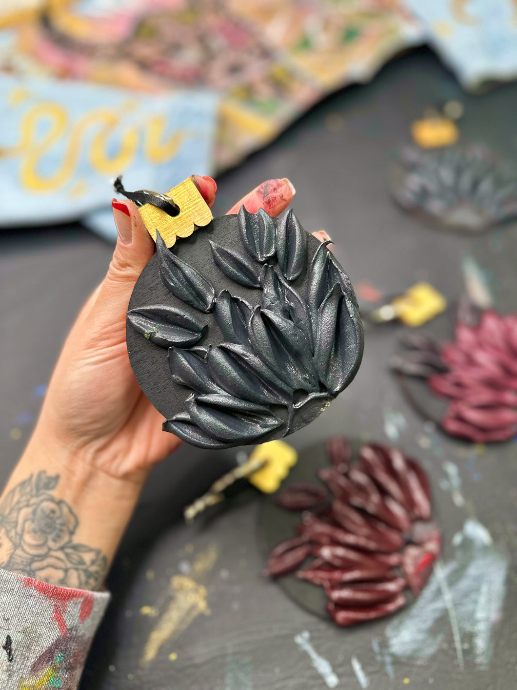 Black and Gold hand painted ornament