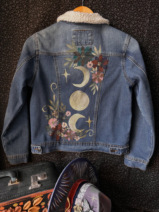 Denim jacket with cozy collar size L (fits M)