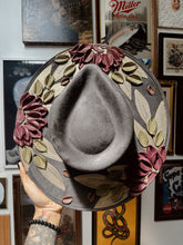 Gray burgundy mauve florals