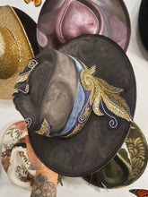 Rare gold beaded work gray and blue both sides