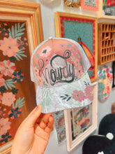 Hunter green and blush pink HOWDY camo hat