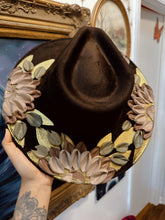 Brown and tan florals hat