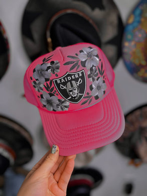 Pink Trucker Raiders Hat