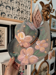 Gray cowgirl hat with pink florals
