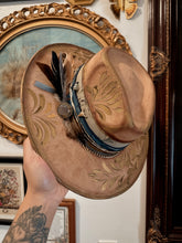 Tan with gold and brass metal work with genuine stone (size L)