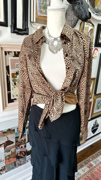 Leopard thick silk top size M