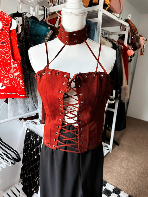 Burgundy Vampire Top NFR look size M (adjustable)