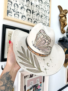 Butterfly moon metallic cowgirl hat