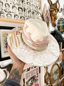 Ivory cream desert white florals outlaw hat