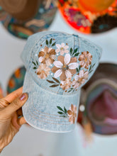 All denim floral cap