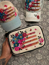 American flag crossbody ivory and black purse