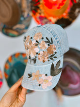 Denim floral cap