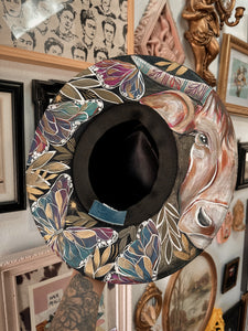 Heart shape cow whimsical hat with beaded hat band