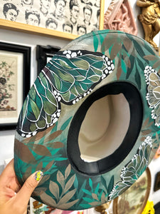 Metallic green heart shape hat