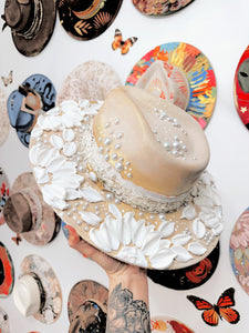 Cream, white and pearls with vintage pin- made to order