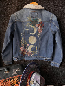Denim jacket with cozy collar size L (fits M)