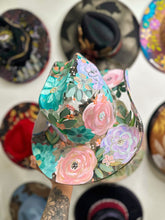 Clear hand painted pastel floral cowgirl hat