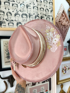 Blush Pink White floral outlaw hat