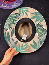 Burgundy and teal butterfly hat top and bottom painted