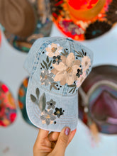All denim floral cap