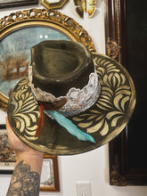 Olive Green with Gold and Turquoise beaded work size S