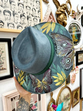 Top and bottom painted: denim blue butterflies with gold