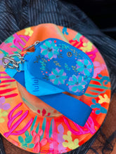 NWT electric blue card/coin and keychain pouch cherry blossoms