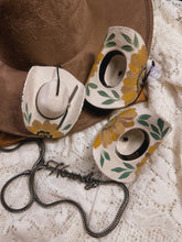 Ivory sunflower cowgirl hat car charm or ornament