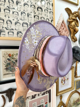 Lilac outlaw beaded and white florals hat