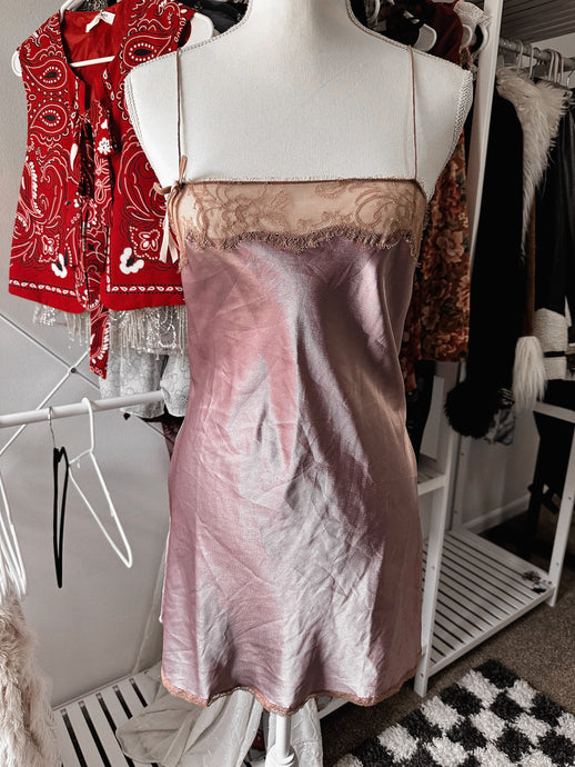 Y2K satin lace dress size S