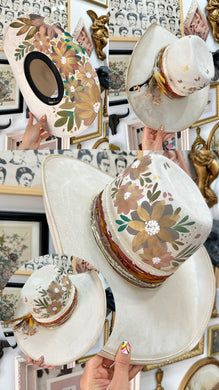 Ivory soft florals cowgirl hat