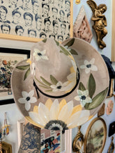 Cream beige tan sunflowers cowgirl hat