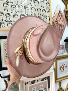 Blush Pink White floral outlaw hat