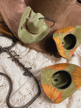 Green and yellow cowgirl hat ornament/ car charm
