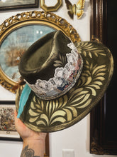 Olive Green with Gold and Turquoise beaded work size S