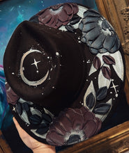 Brown, burgundy and black floral moon hat
