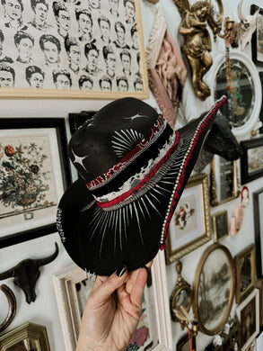 Alternative straw cowgirl hat painted top and bottom size 56 cm