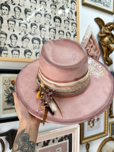 Blush pink white florals outlaw hat